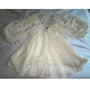 Pretty ivory chiffon dotted swiss top from Skies Are Blue size M